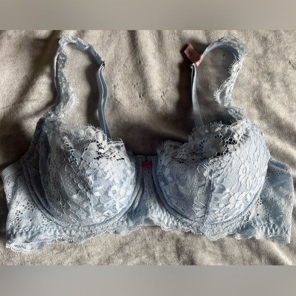 Lace Underwire Bra in Light Blue - Picture 1 of 8